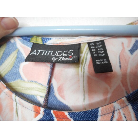 Attitudes by Renee QVC Sz 2XP Blue Orange Tropical Multicolor maxi dress - Picture 6 of 9